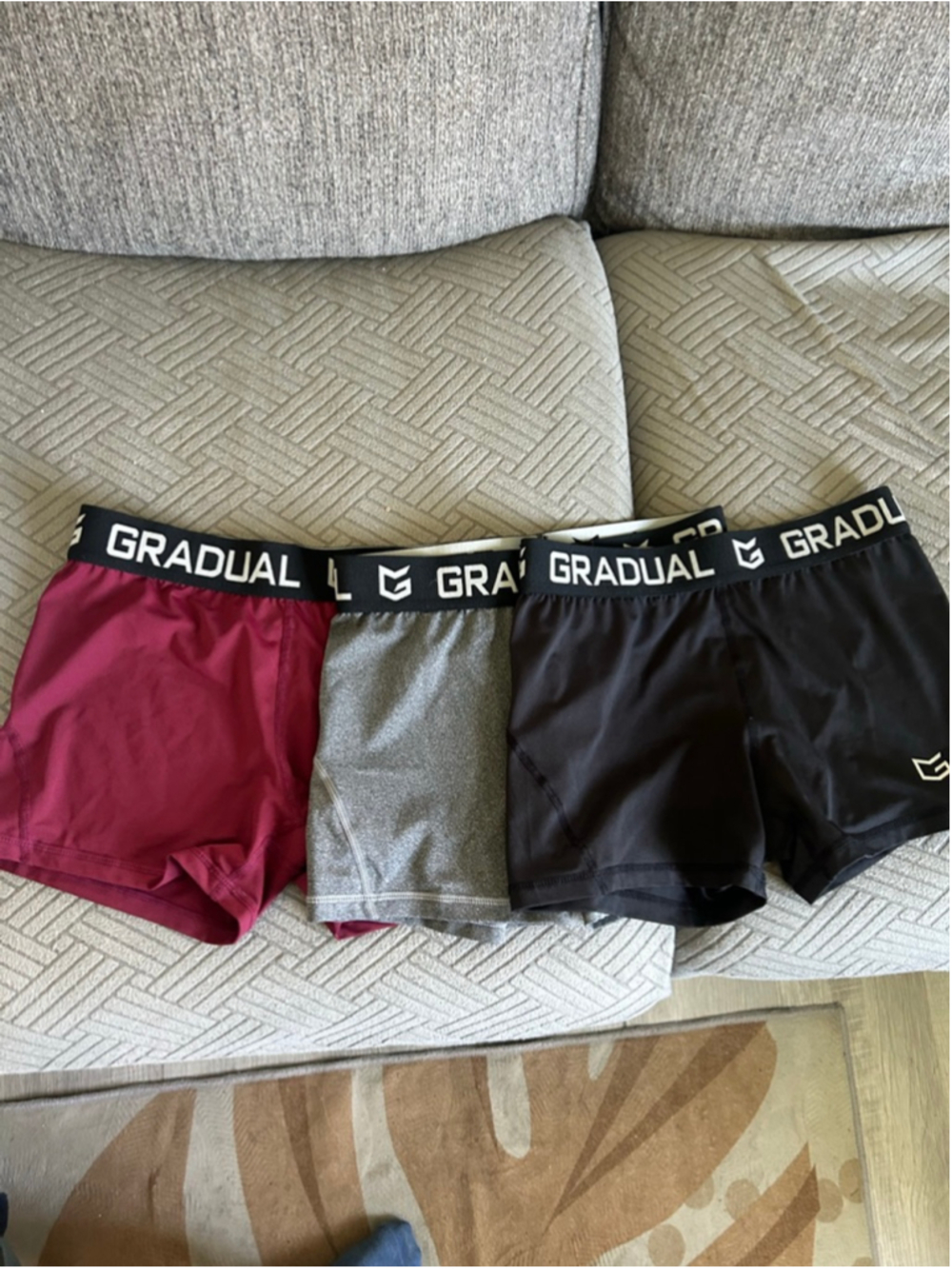 Women's GRADUAL Bike Shorts M Black Gray Maroon 3-Pack